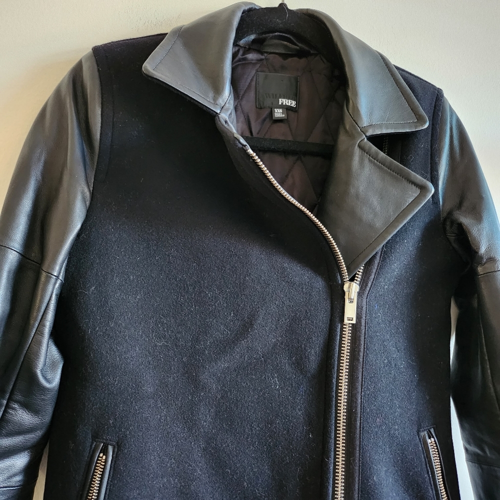 Aritzia Wilfred Free Fei XXS jacket, wool cashmere blend lamb leather - Picture 6 of 11